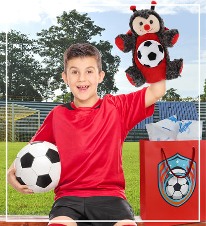 SUPER SOFT PLUSH HAND PUPPET - LADYBUG WITH SOCCER PLUSH