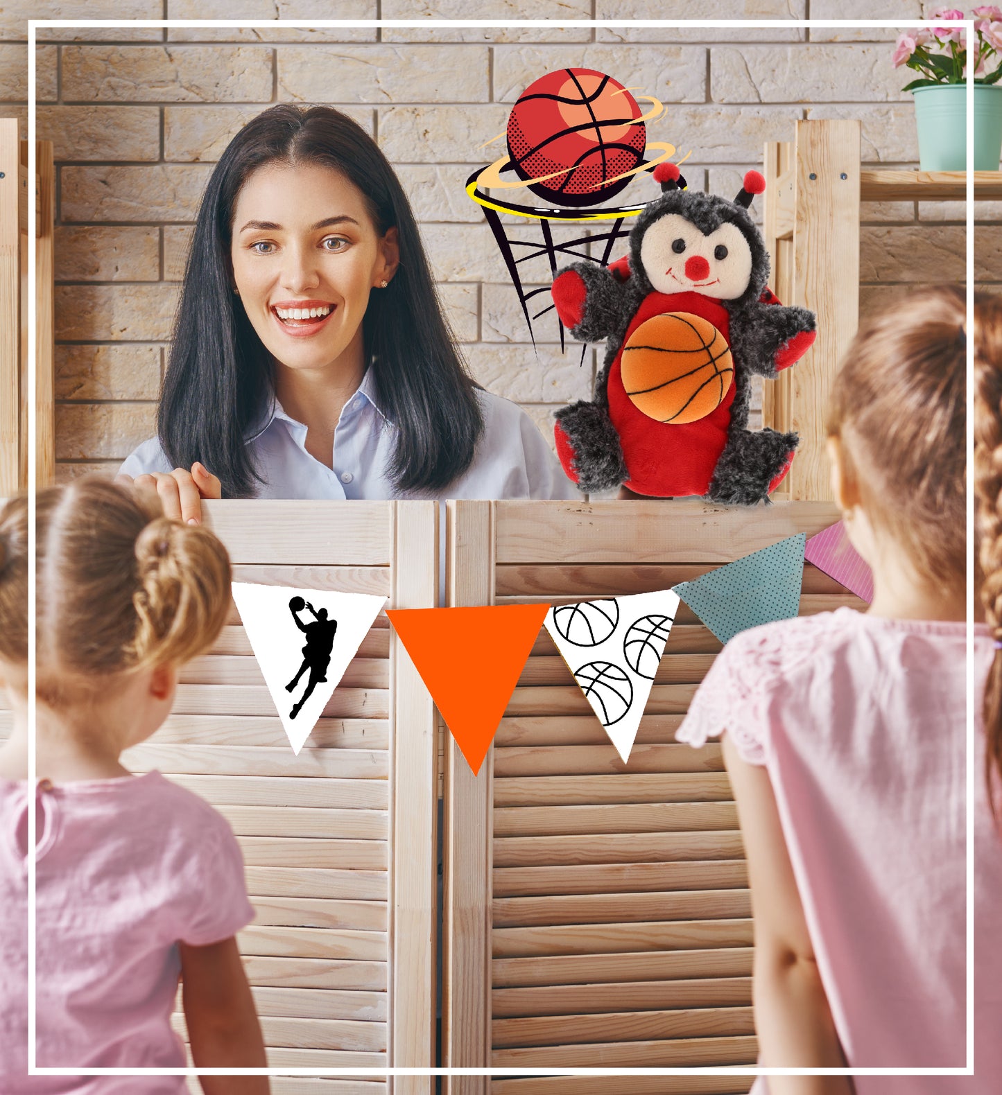 SUPER SOFT PLUSH HAND PUPPET - LADYBUG WITH BASKETBALL PLUSH