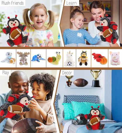 SUPER SOFT PLUSH HAND PUPPET - LADYBUG WITH FOOTBALL PLUSH