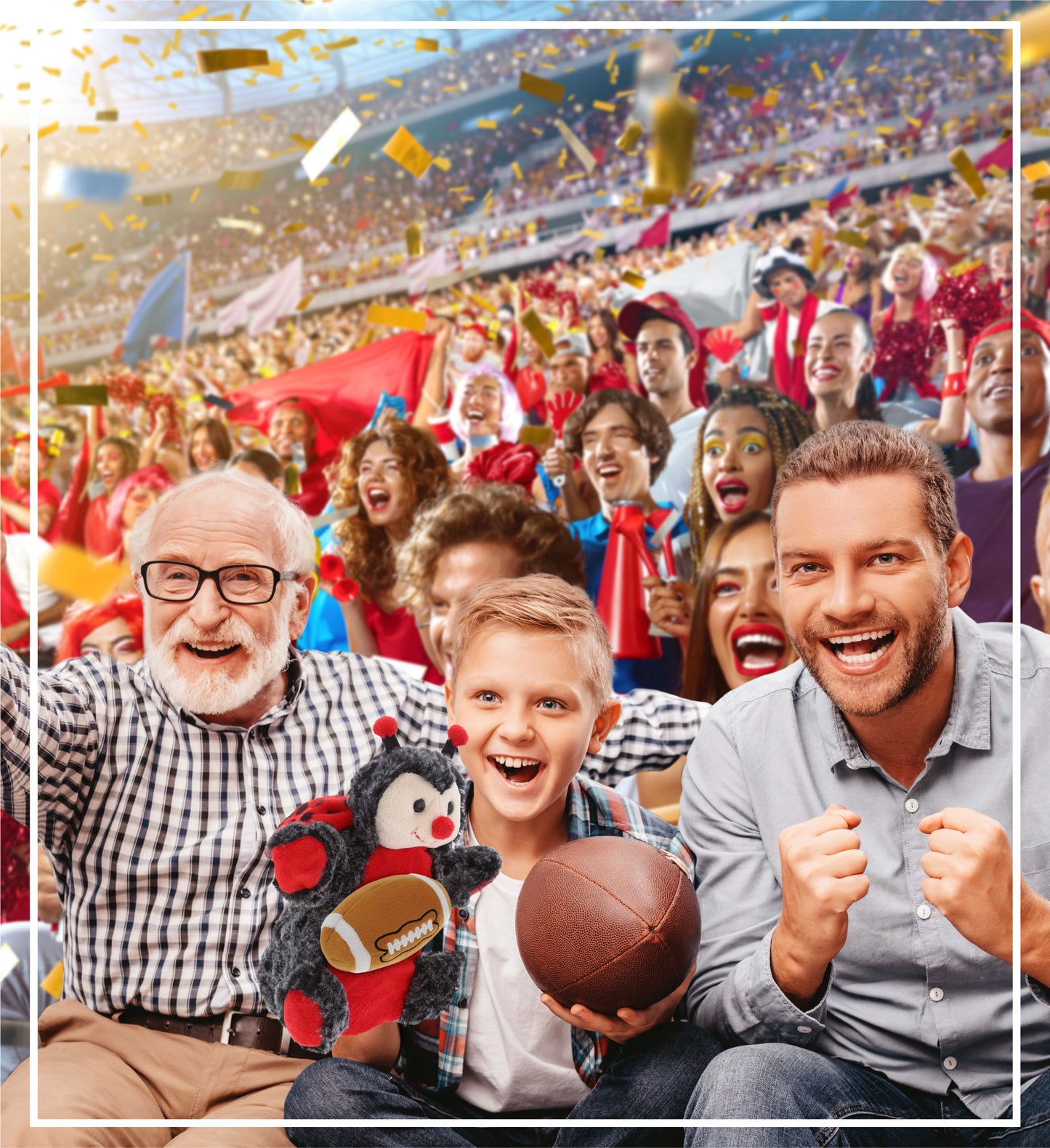 SUPER SOFT PLUSH HAND PUPPET - LADYBUG WITH FOOTBALL PLUSH
