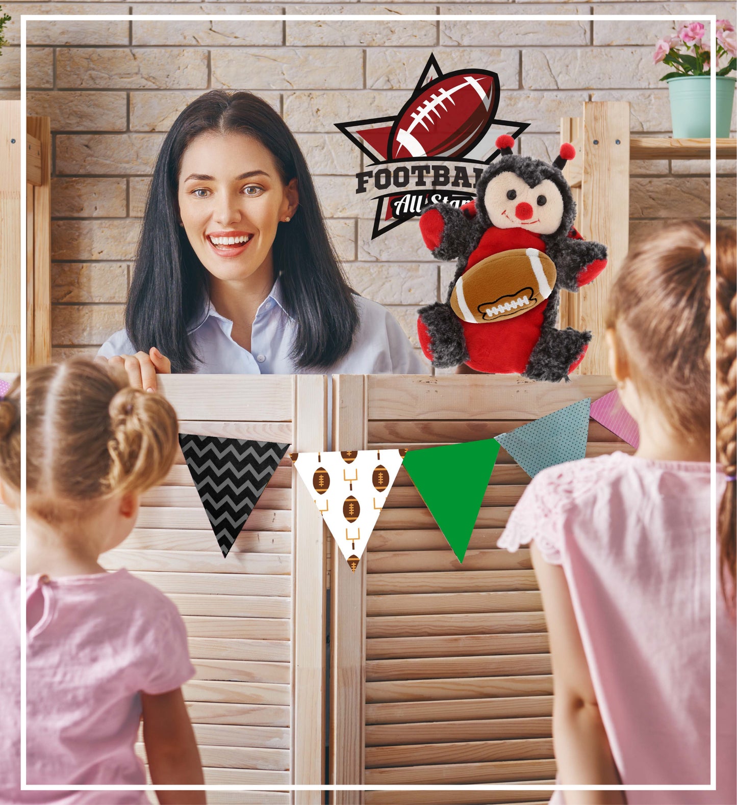 SUPER SOFT PLUSH HAND PUPPET - LADYBUG WITH FOOTBALL PLUSH