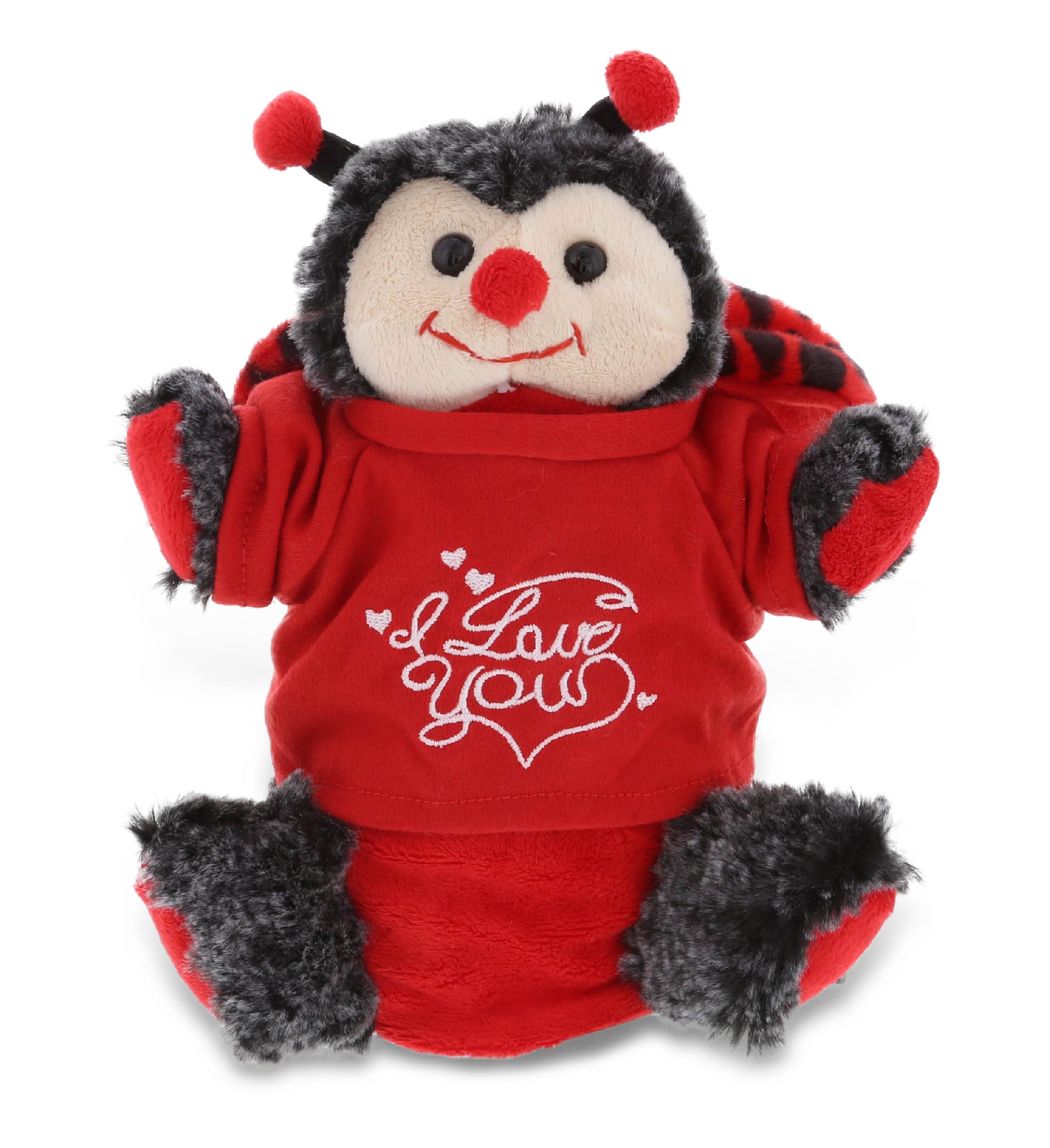 PLUSH I LOVE YOU RED SHIRT- SUPER SOFT PLUSH HAND PUPPET - LADYBUG