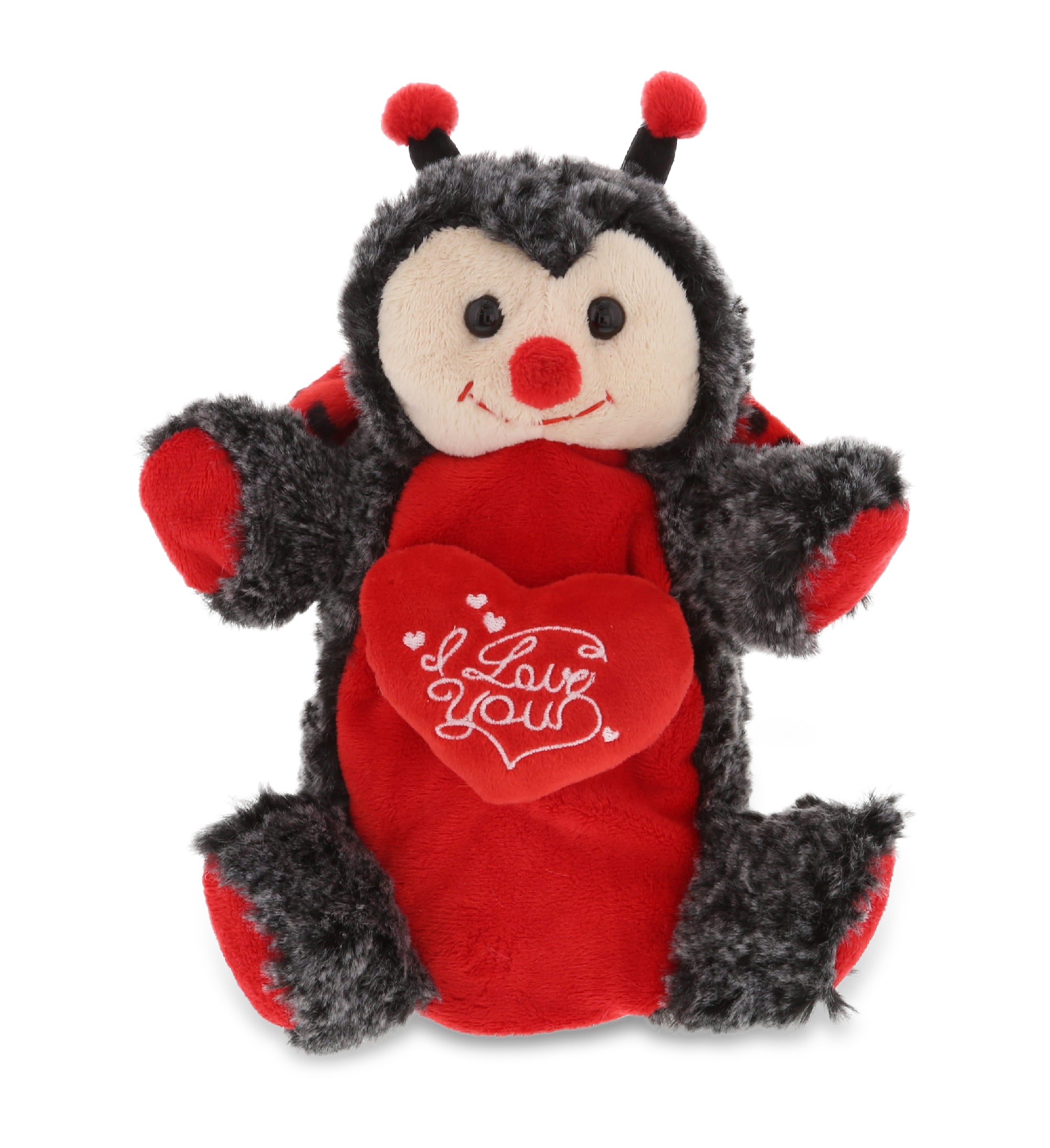 PLUSH I LOVE YOU RED HEART - SUPER SOFT PLUSH HAND PUPPET - LADYBUG