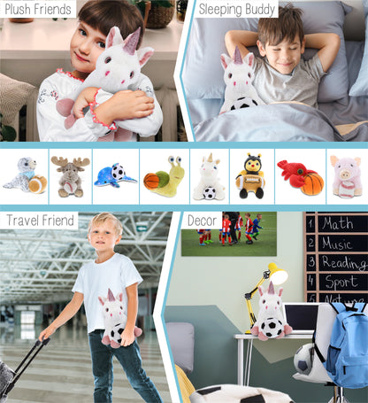 SUPER-SOFT PLUSH - WHITE UNICORN 9" WITH SOCCER PLUSH