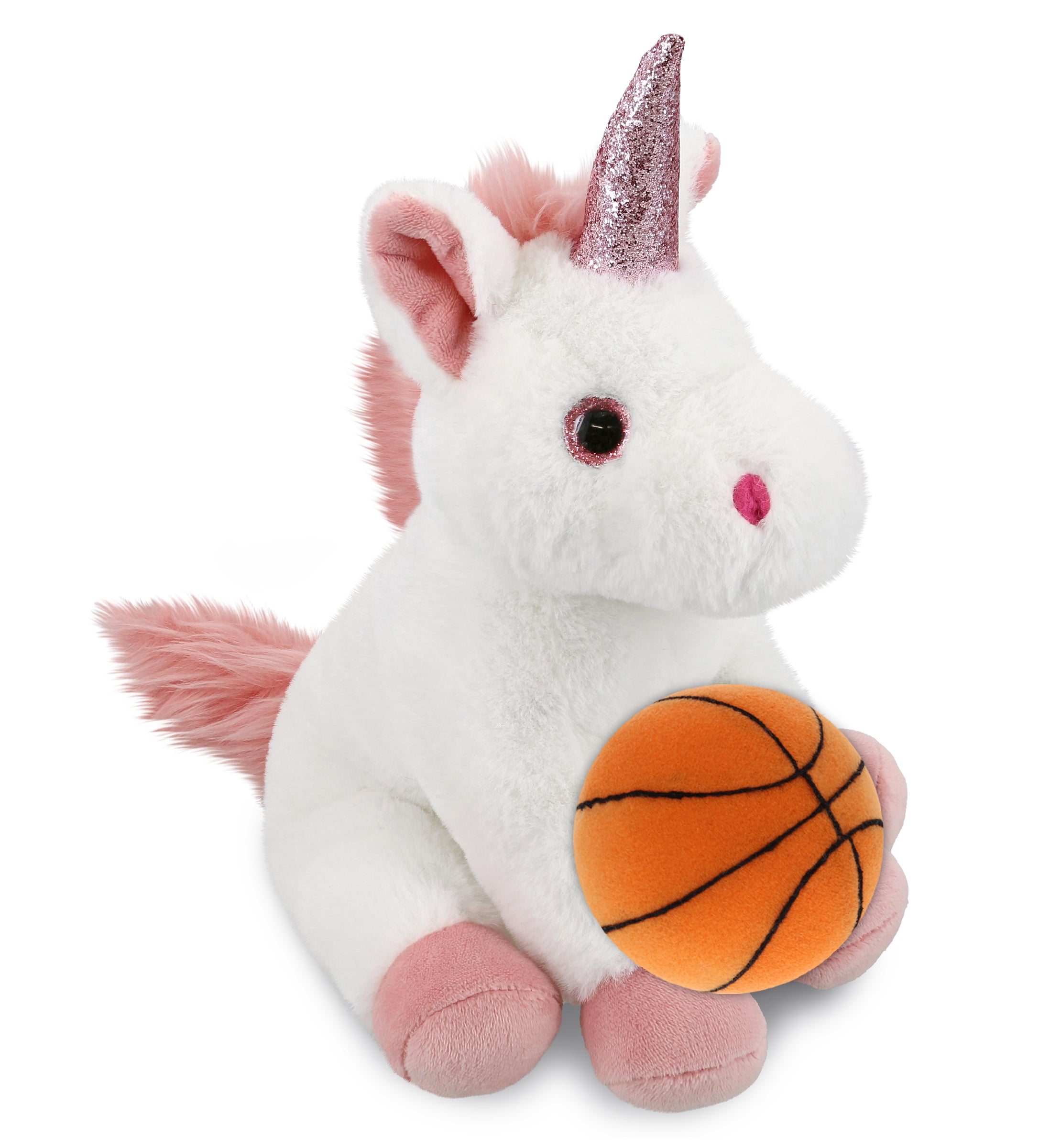 PLUSH BASKETBALL - SUPER-SOFT PLUSH - WHITE UNICORN 9"