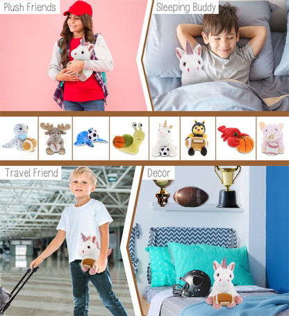 SUPER-SOFT PLUSH - WHITE UNICORN 9" WITH FOOTBALL PLUSH