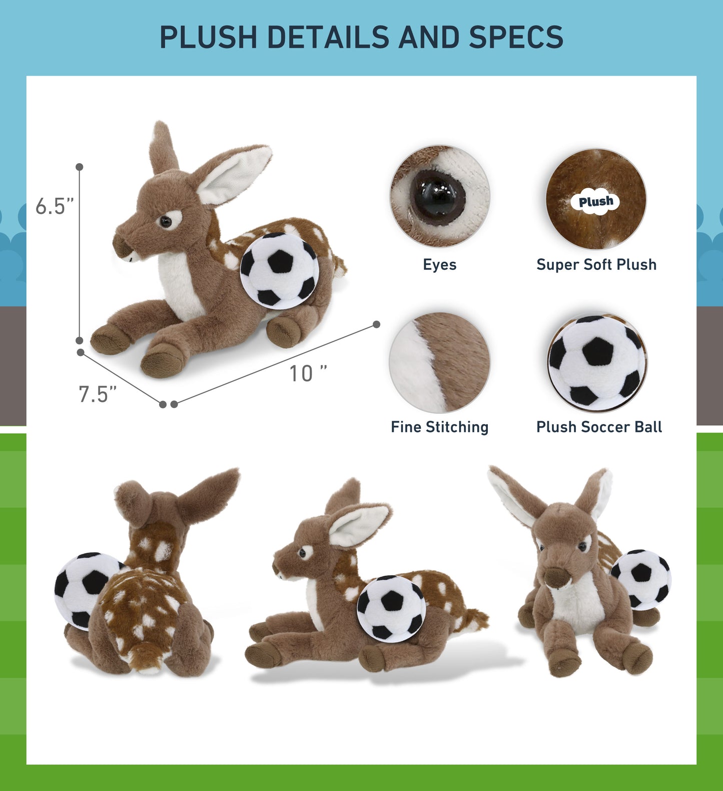 SUPER-SOFT PLUSH - FAWN DEER 10" with Soccer Plush