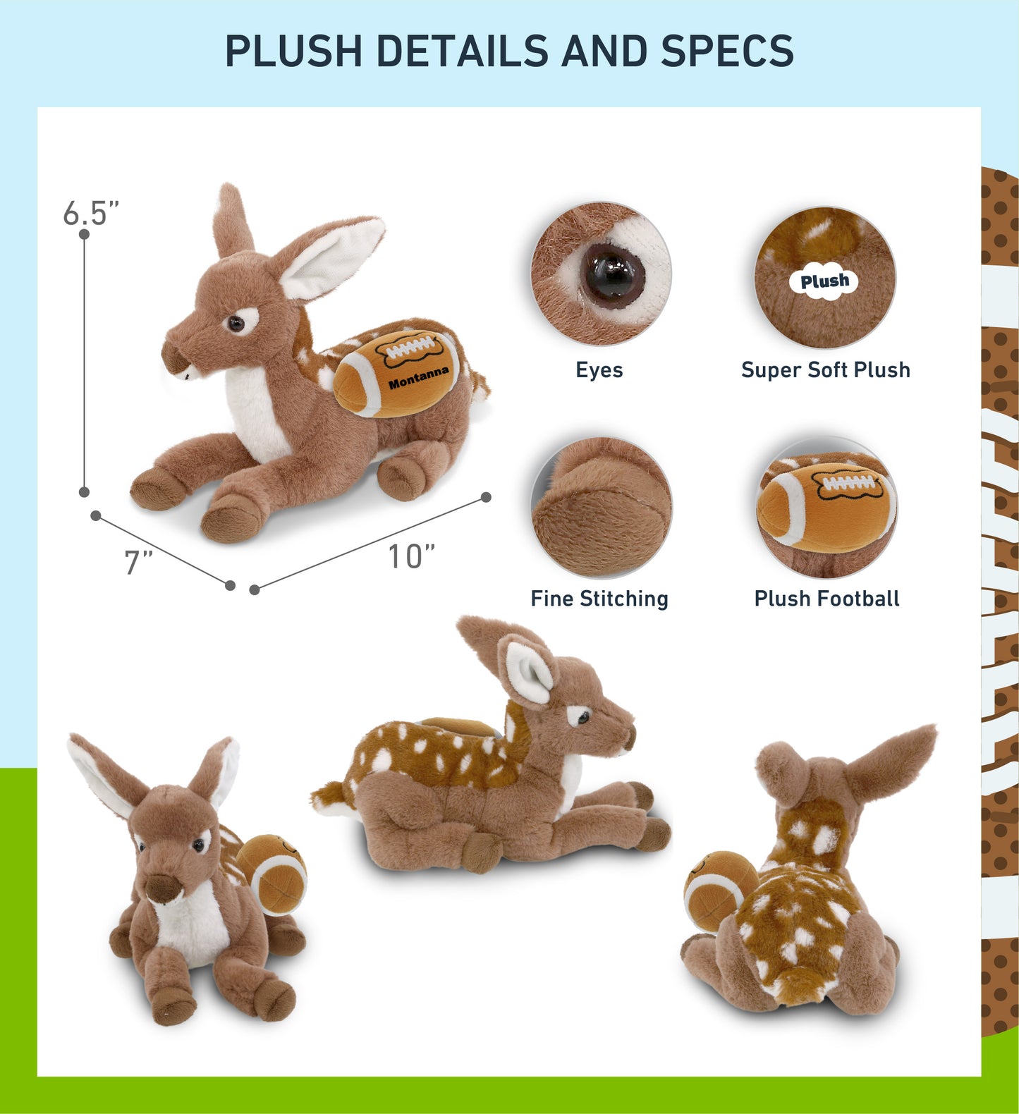 SUPER-SOFT PLUSH - FAWN DEER 10" with Football Plush
