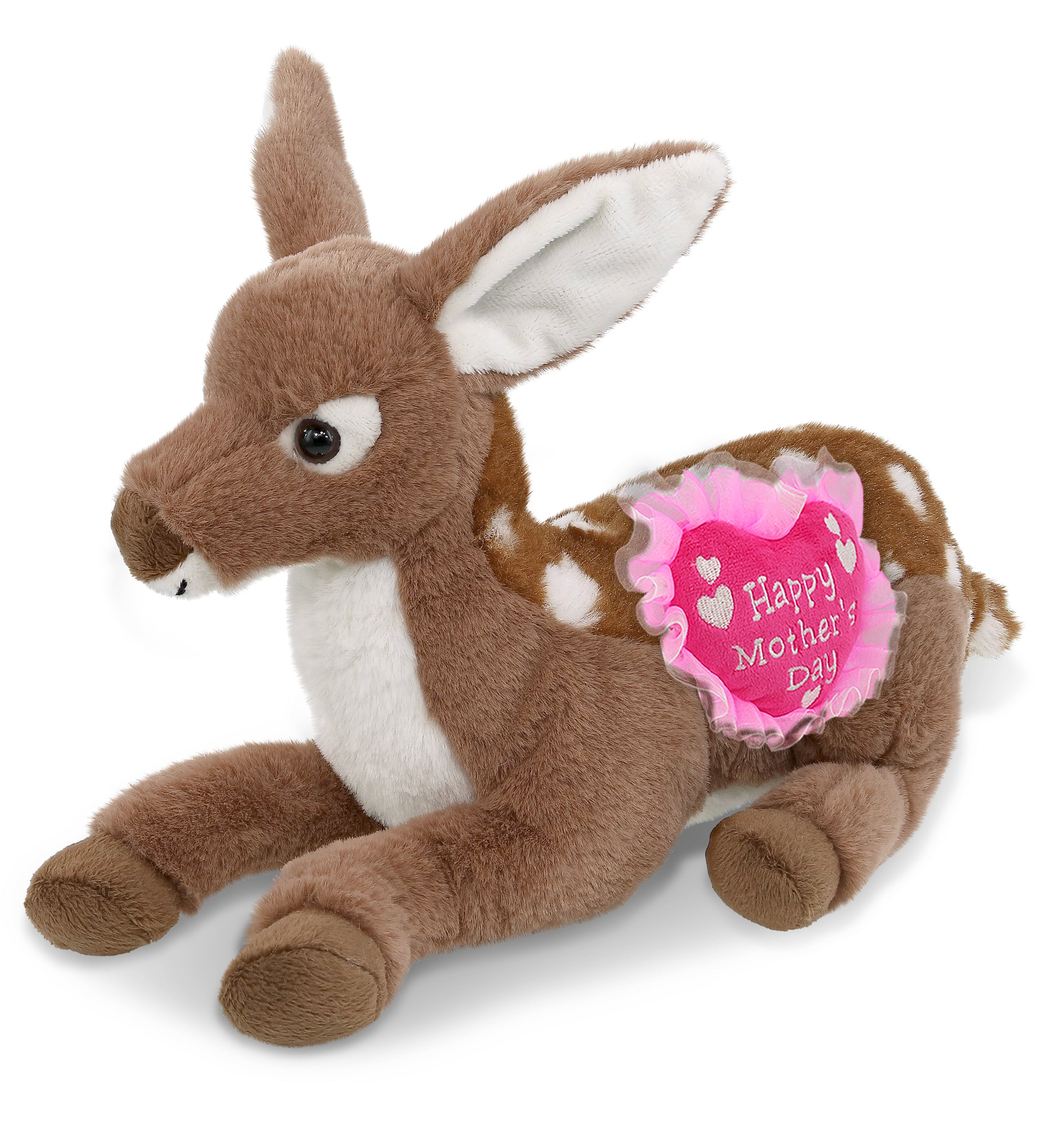 PLUSH MOTHERS DAY HEART - SUPER-SOFT PLUSH - FAWN DEER 10"