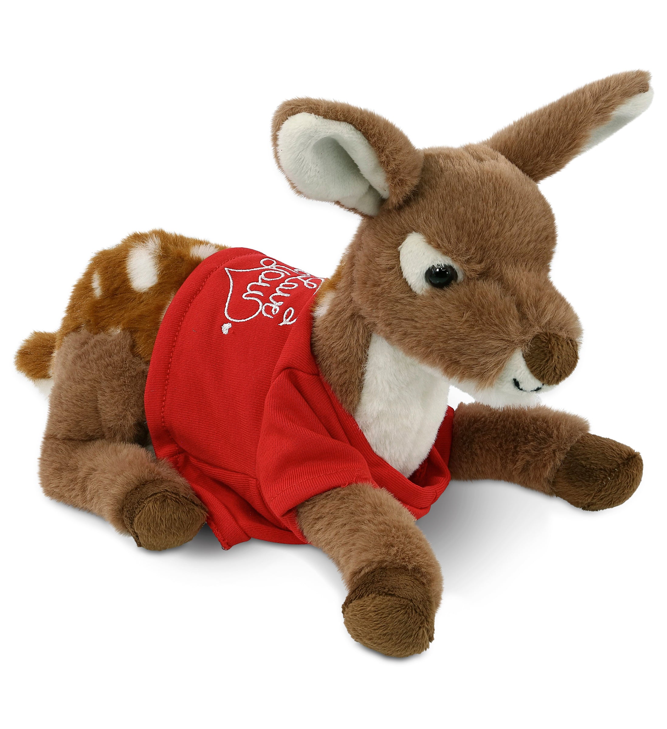 PLUSH I LOVE YOU RED SHIRT- SUPER-SOFT PLUSH - FAWN DEER 10"