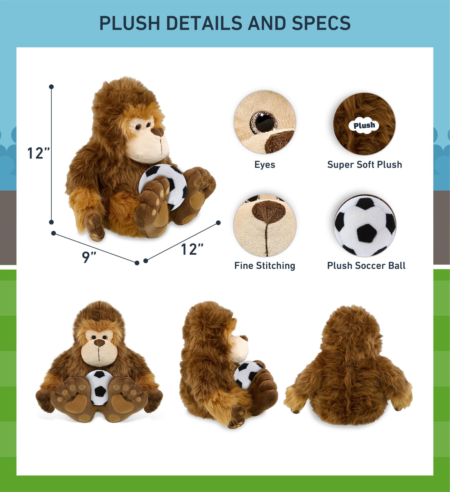 SUPER-SOFT PLUSH - BIG FOOT 12" WITH SOCCER PLUSH