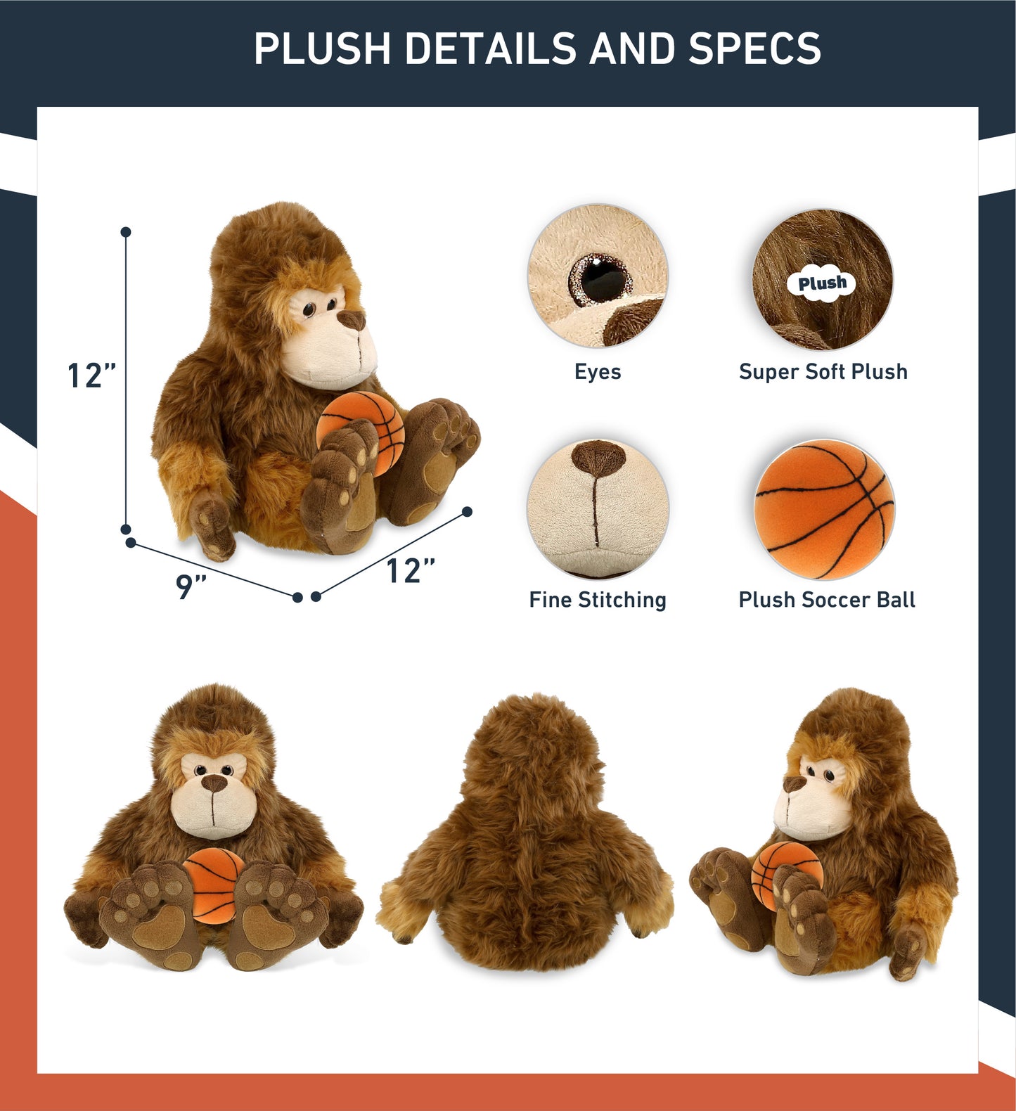 SUPER-SOFT PLUSH - BIG FOOT 12" WITH BASKETBALL PLUSH