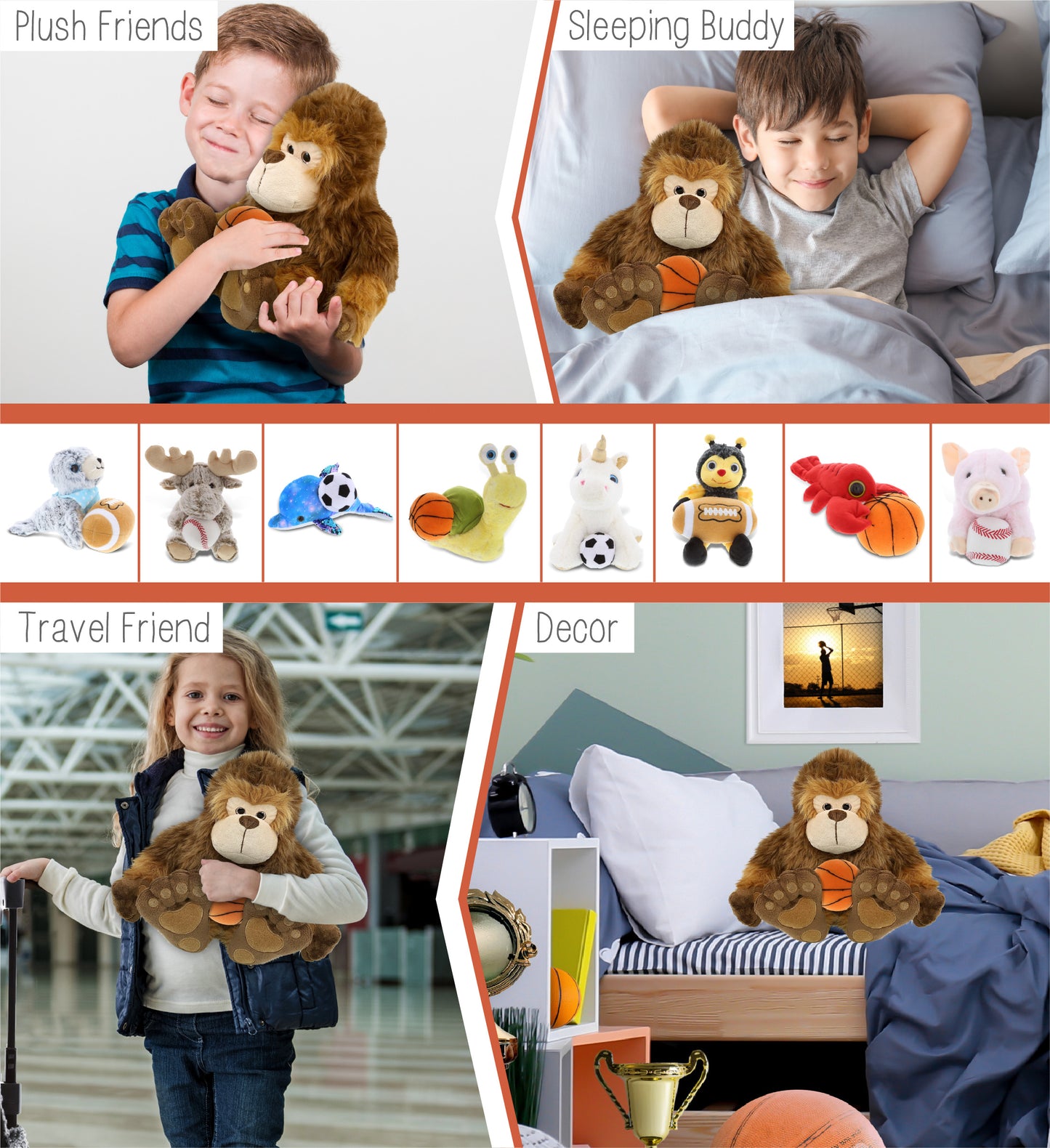 SUPER-SOFT PLUSH - BIG FOOT 12" WITH BASKETBALL PLUSH