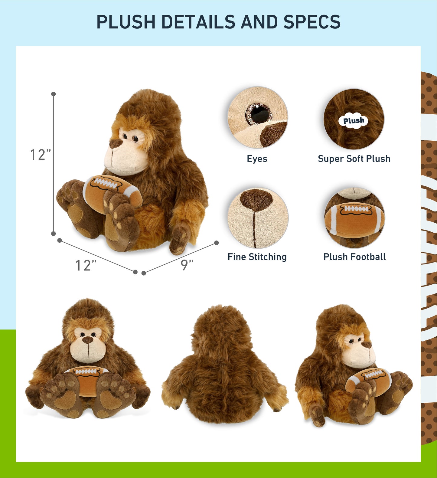 SUPER-SOFT PLUSH - BIG FOOT 12" WITH FOOTBALL PLUSH