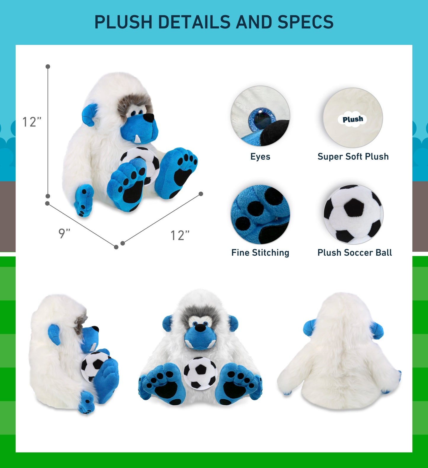 SUPER-SOFT PLUSH - YETI 12" WITH SOCCER PLUSH