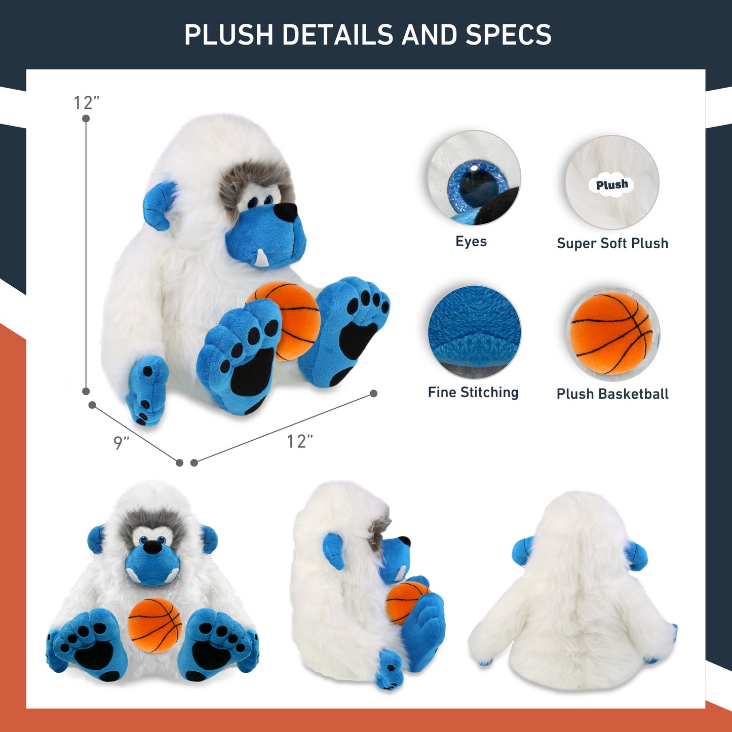 SUPER-SOFT PLUSH - YETI 12" WITH BASKETBALL PLUSH