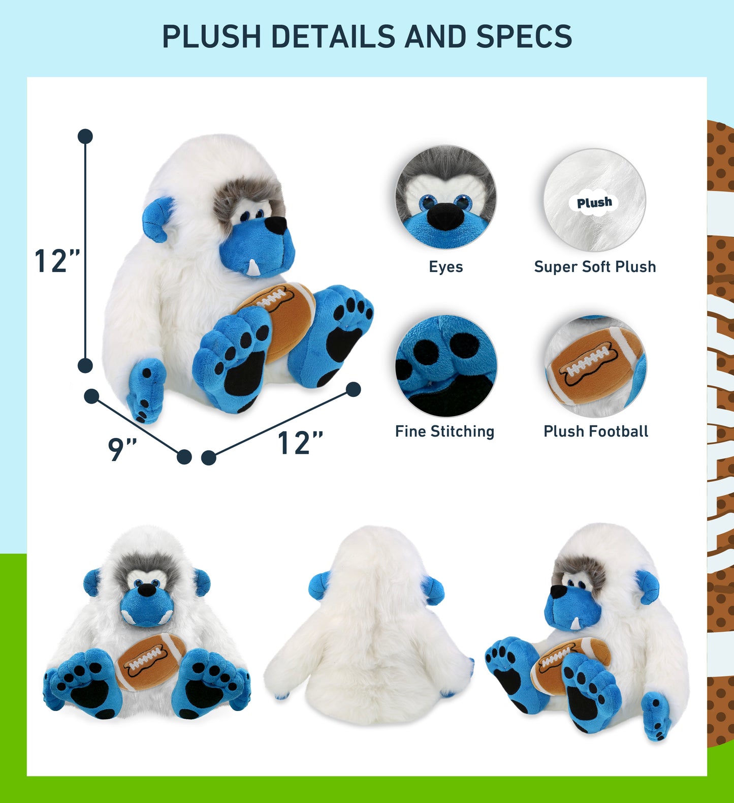 SUPER-SOFT PLUSH - YETI 12" WITH FOOTBALL PLUSH