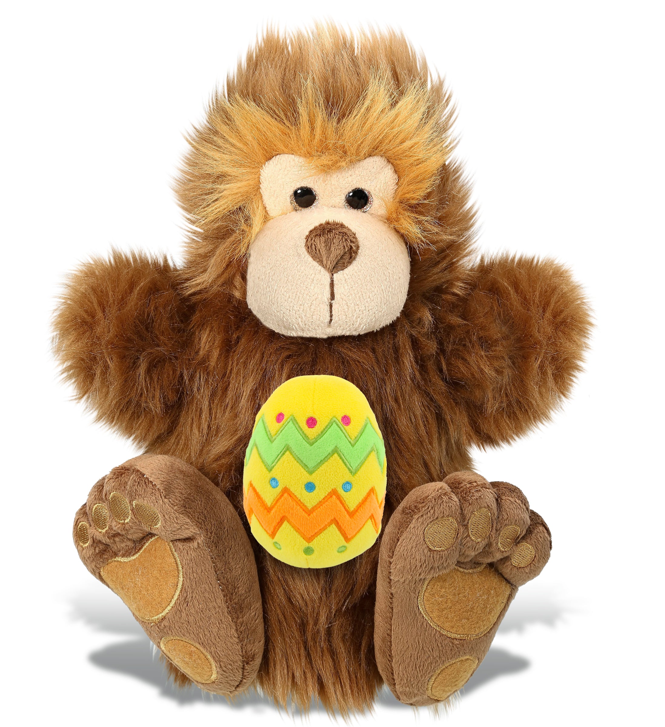 DolliBu Super Soft Big Foot Hand Puppet with Yellow Easter Egg Plush - 10 Inch