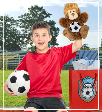 SUPER-SOFT PLUSH HAND PUPPET - BIG FOOT WITH SOCCER PLUSH