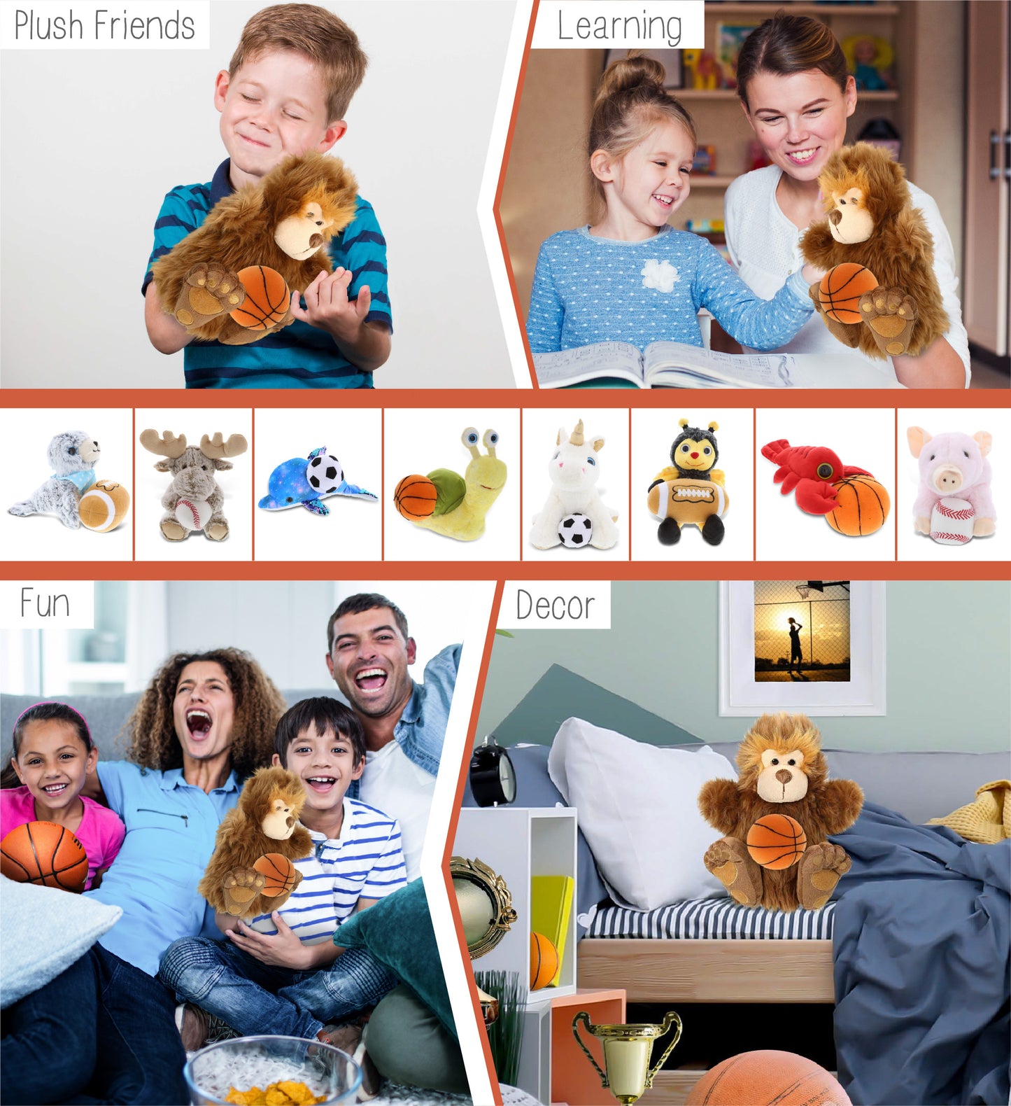 SUPER-SOFT PLUSH HAND PUPPET - BIG FOOT WITH BASKETBALL PLUSH