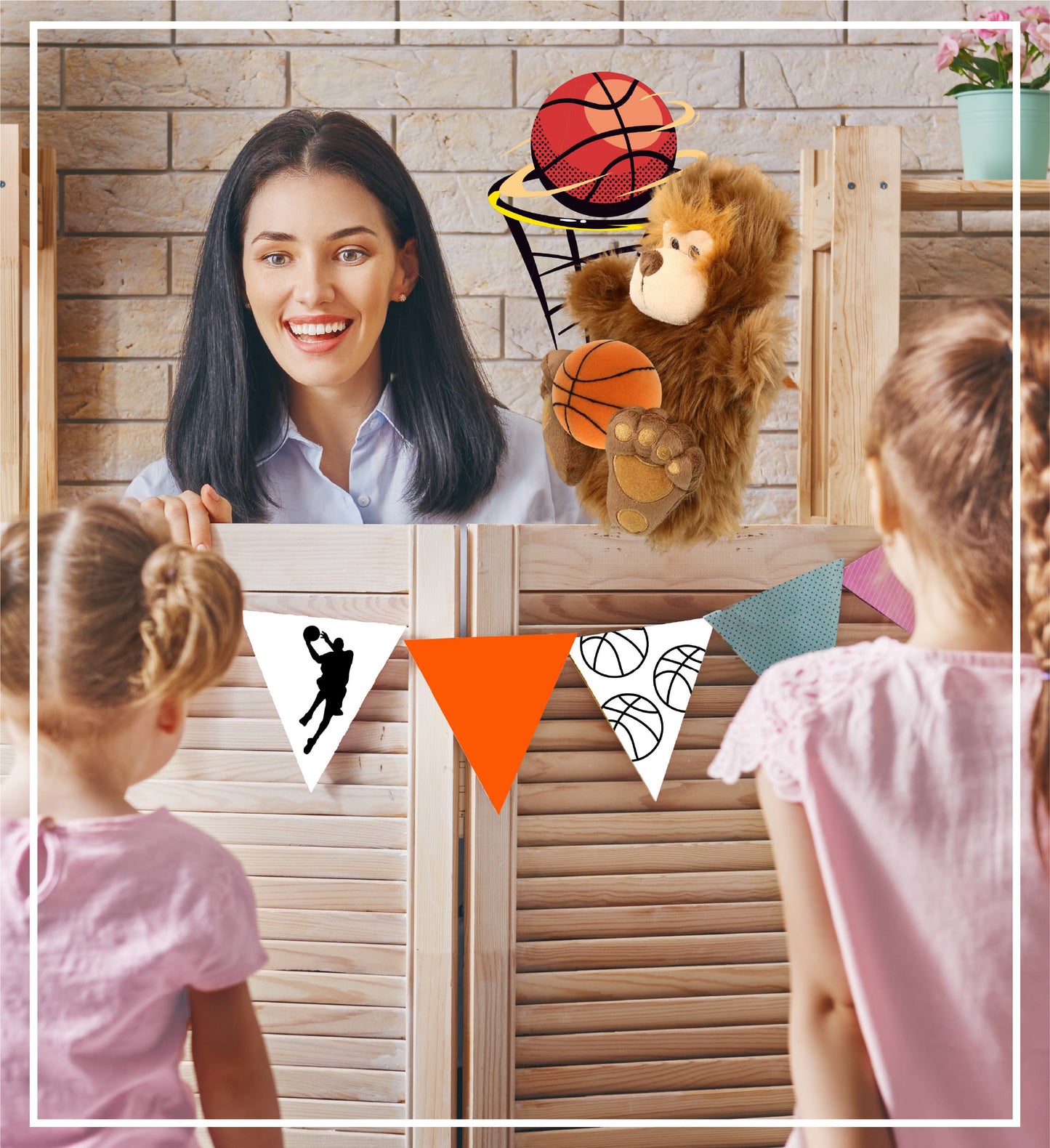 SUPER-SOFT PLUSH HAND PUPPET - BIG FOOT WITH BASKETBALL PLUSH