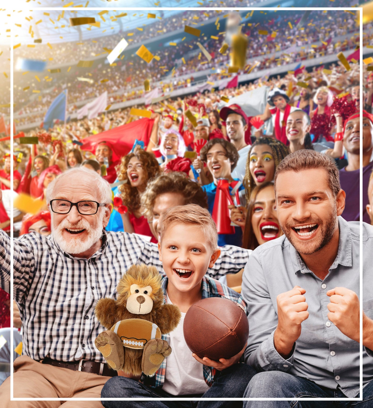 SUPER-SOFT PLUSH HAND PUPPET - BIG FOOT WITH FOOTBALL PLUSH