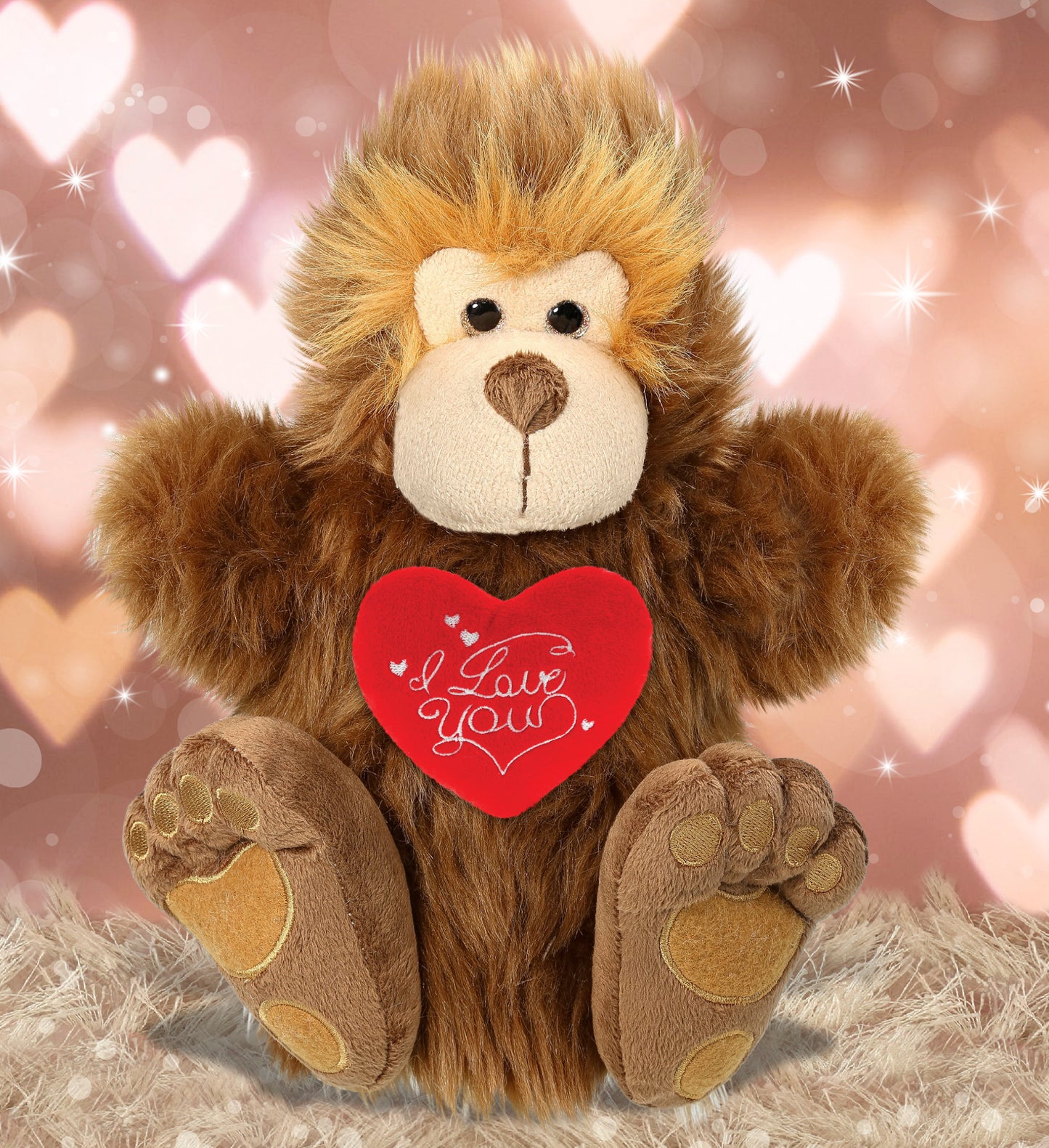 PLUSH I LOVE YOU RED HEART - SUPER-SOFT PLUSH HAND PUPPET - BIG FOOT