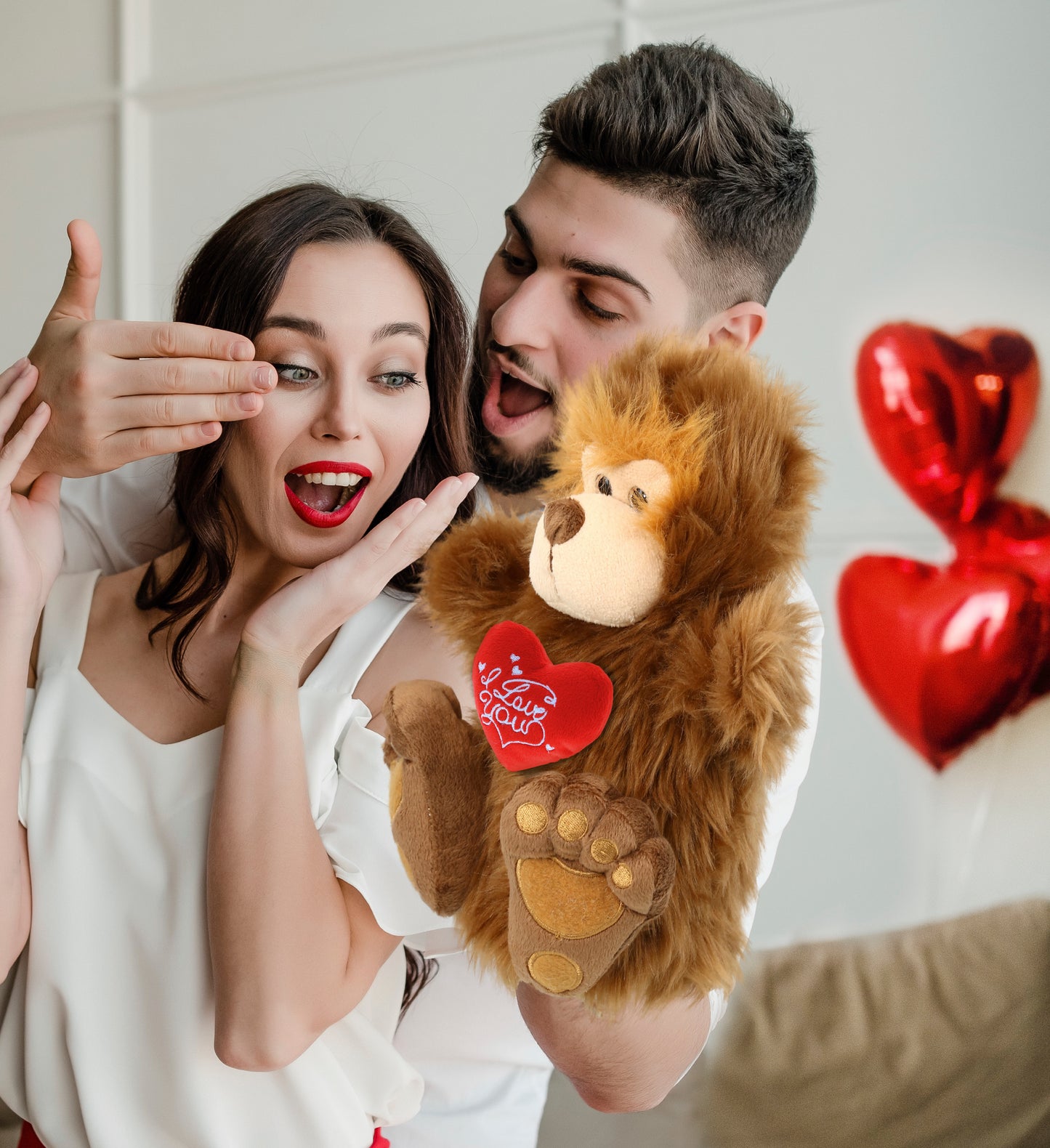 PLUSH I LOVE YOU RED HEART - SUPER-SOFT PLUSH HAND PUPPET - BIG FOOT