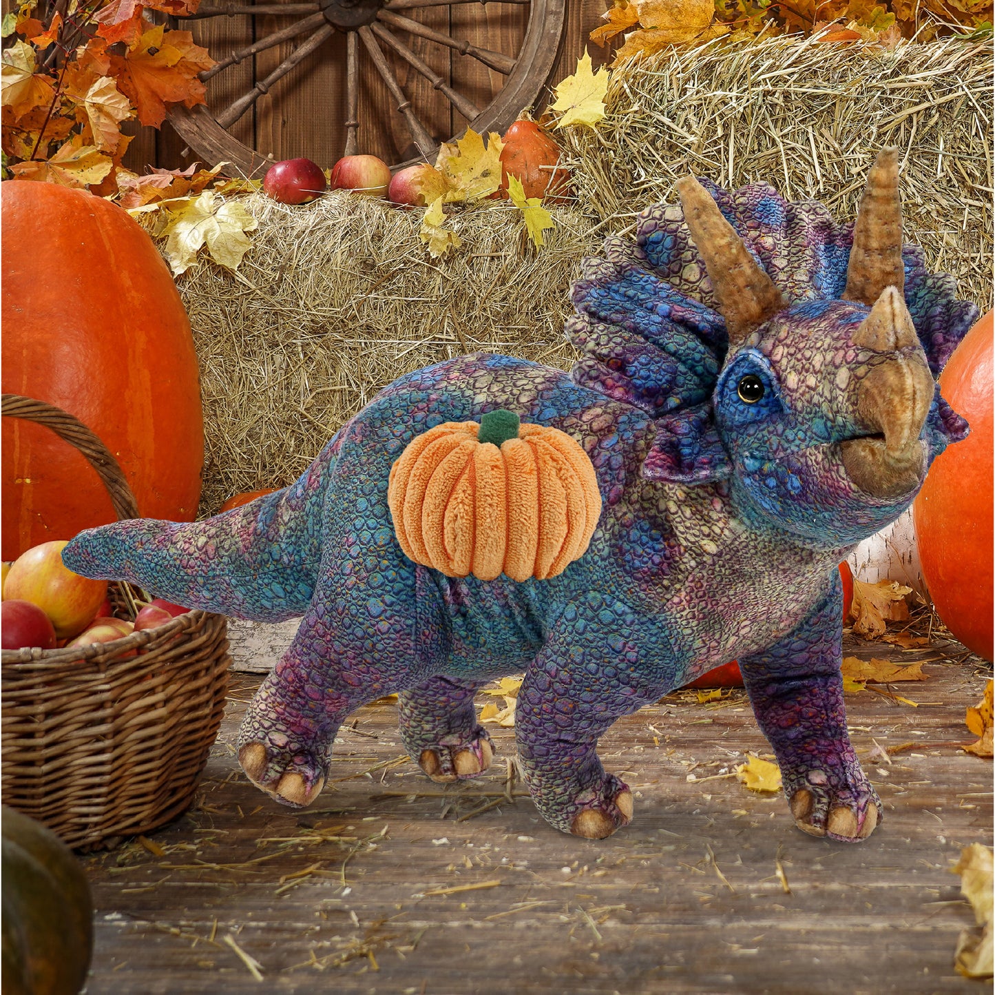 WILD COLLECTION PLUSH - TRICERATOPS DINOSAUR 23" WITH PUMPKIN PLUSH