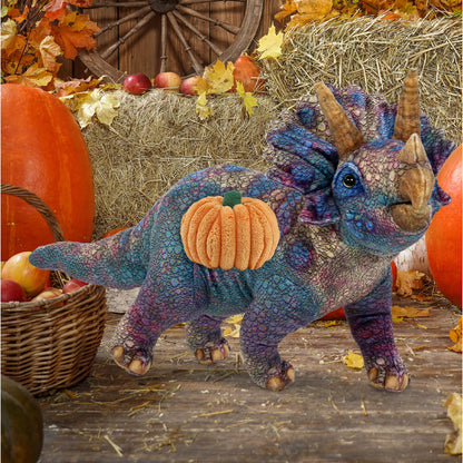 WILD COLLECTION PLUSH - TRICERATOPS DINOSAUR 23" WITH PUMPKIN PLUSH
