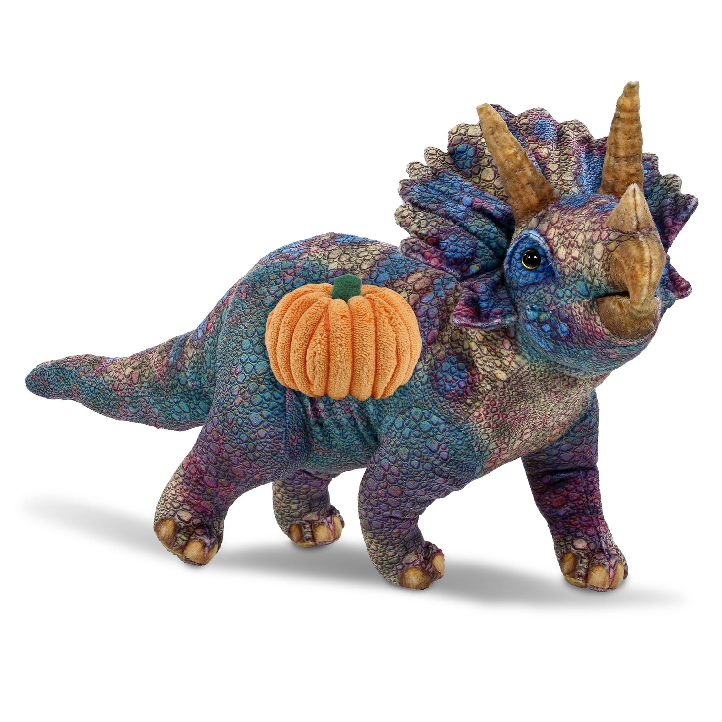 WILD COLLECTION PLUSH - TRICERATOPS DINOSAUR 23" WITH PUMPKIN PLUSH