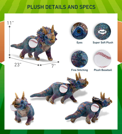 WILD COLLECTION PLUSH - TRICERATOPS DINOSAUR 23" WITH BASEBALL PLUSH