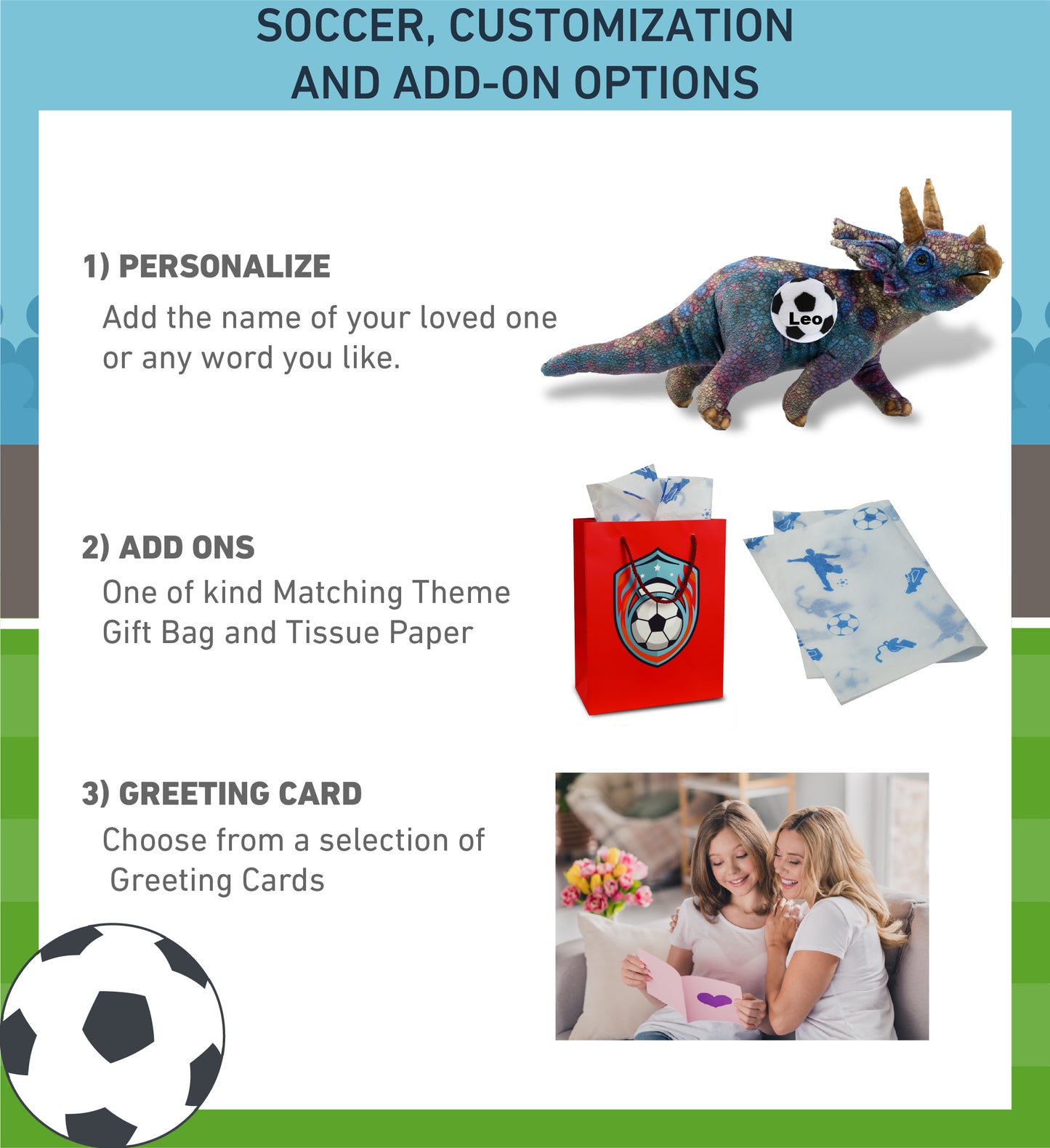 WILD COLLECTION PLUSH - TRICERATOPS DINOSAUR 23" WITH SOCCER PLUSH