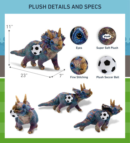 WILD COLLECTION PLUSH - TRICERATOPS DINOSAUR 23" WITH SOCCER PLUSH
