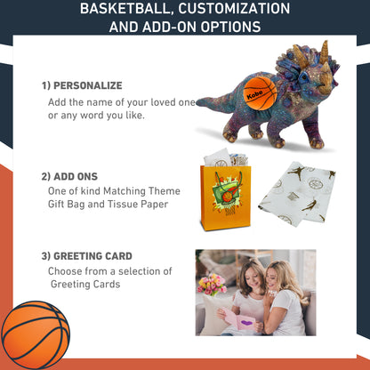 WILD COLLECTION PLUSH - TRICERATOPS DINOSAUR 23" WITH BASKETBALL PLUSH