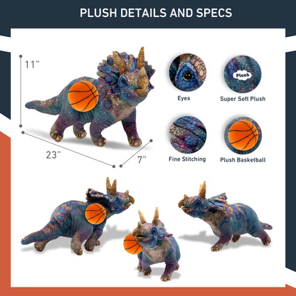 WILD COLLECTION PLUSH - TRICERATOPS DINOSAUR 23" WITH BASKETBALL PLUSH