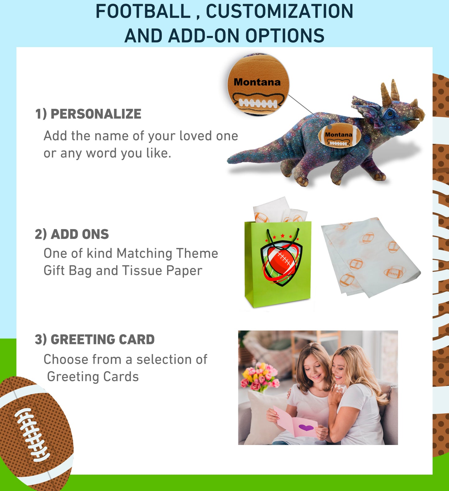 WILD COLLECTION PLUSH - TRICERATOPS DINOSAUR 23" WITH FOOTBALL PLUSH