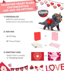 PLUSH I LOVE YOU RED HEART - WILD COLLECTION PLUSH - TRICERATOPS DINOSAUR 23"