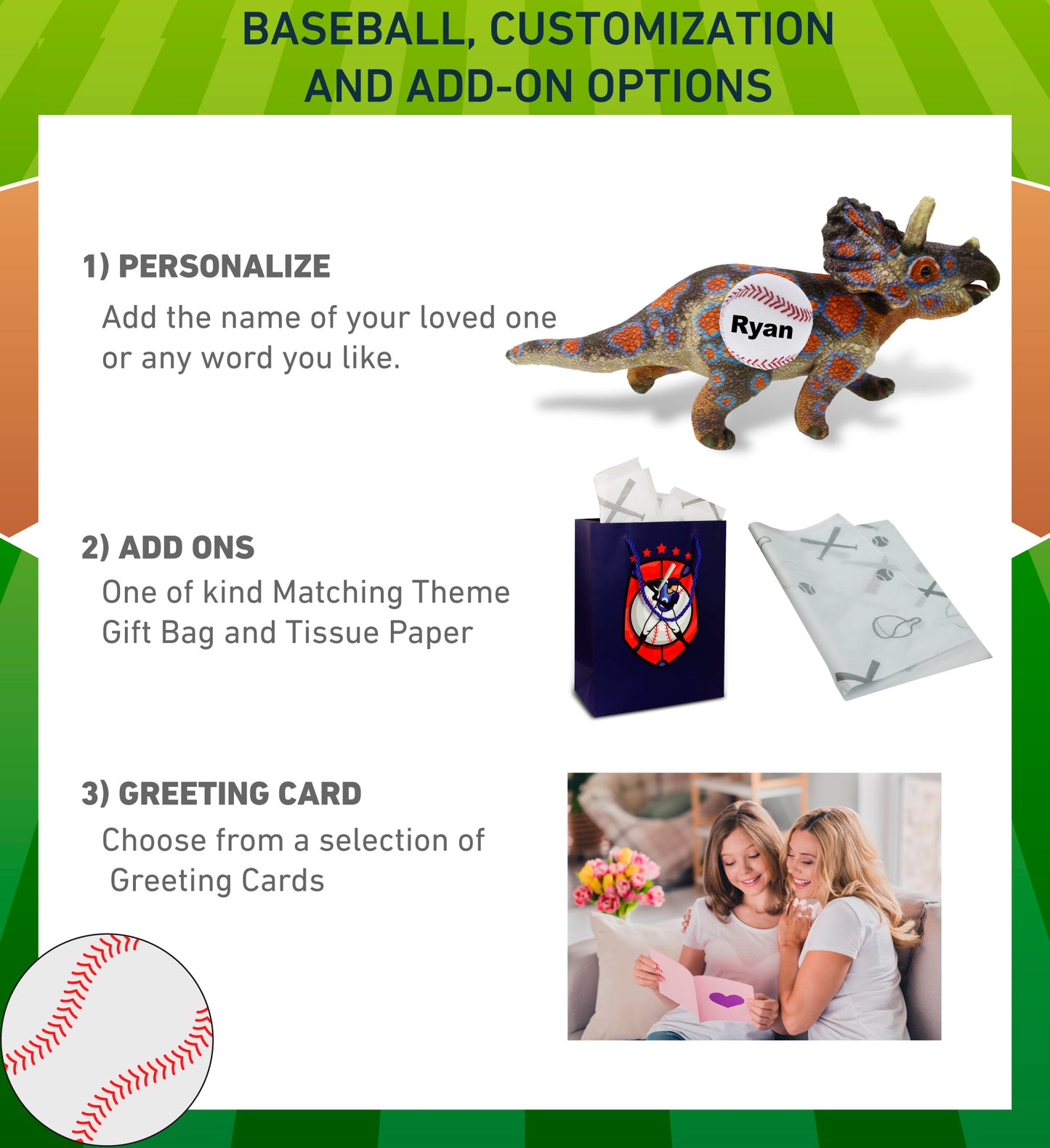 WILD COLLECTION PLUSH - TRICERATOPS DINOSAUR 17" WITH BASEBALL PLUSH