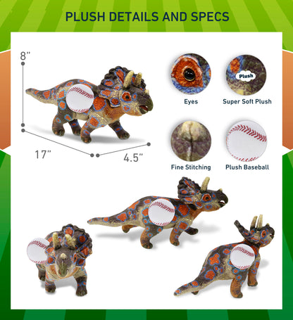 WILD COLLECTION PLUSH - TRICERATOPS DINOSAUR 17" WITH BASEBALL PLUSH