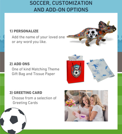 WILD COLLECTION PLUSH - TRICERATOPS DINOSAUR 17" WITH SOCCER PLUSH