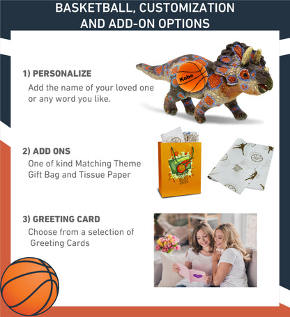 WILD COLLECTION PLUSH - TRICERATOPS DINOSAUR 17" WITH BASKETBALL PLUSH