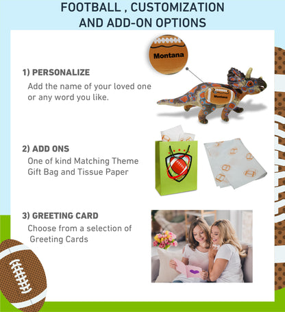 WILD COLLECTION PLUSH - TRICERATOPS DINOSAUR 17" WITH FOOTBALL PLUSH