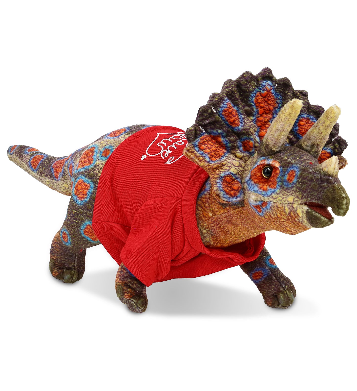 PLUSH I LOVE YOU RED SHIRT- WILD COLLECTION PLUSH - TRICERATOPS DINOSAUR 17"