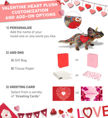 PLUSH I LOVE YOU RED HEART - WILD COLLECTION PLUSH - TRICERATOPS DINOSAUR 17"