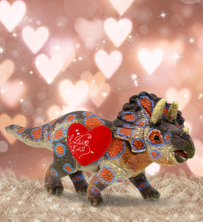 PLUSH I LOVE YOU RED HEART - WILD COLLECTION PLUSH - TRICERATOPS DINOSAUR 17"