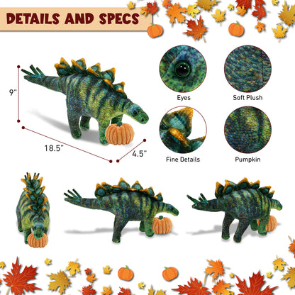 WILD COLLECTION PLUSH - STEGOSAURUS DINOSAUR 18.5" WITH PUMPKIN PLUSH