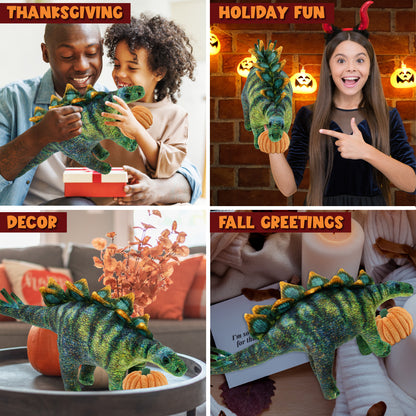 WILD COLLECTION PLUSH - STEGOSAURUS DINOSAUR 18.5" WITH PUMPKIN PLUSH