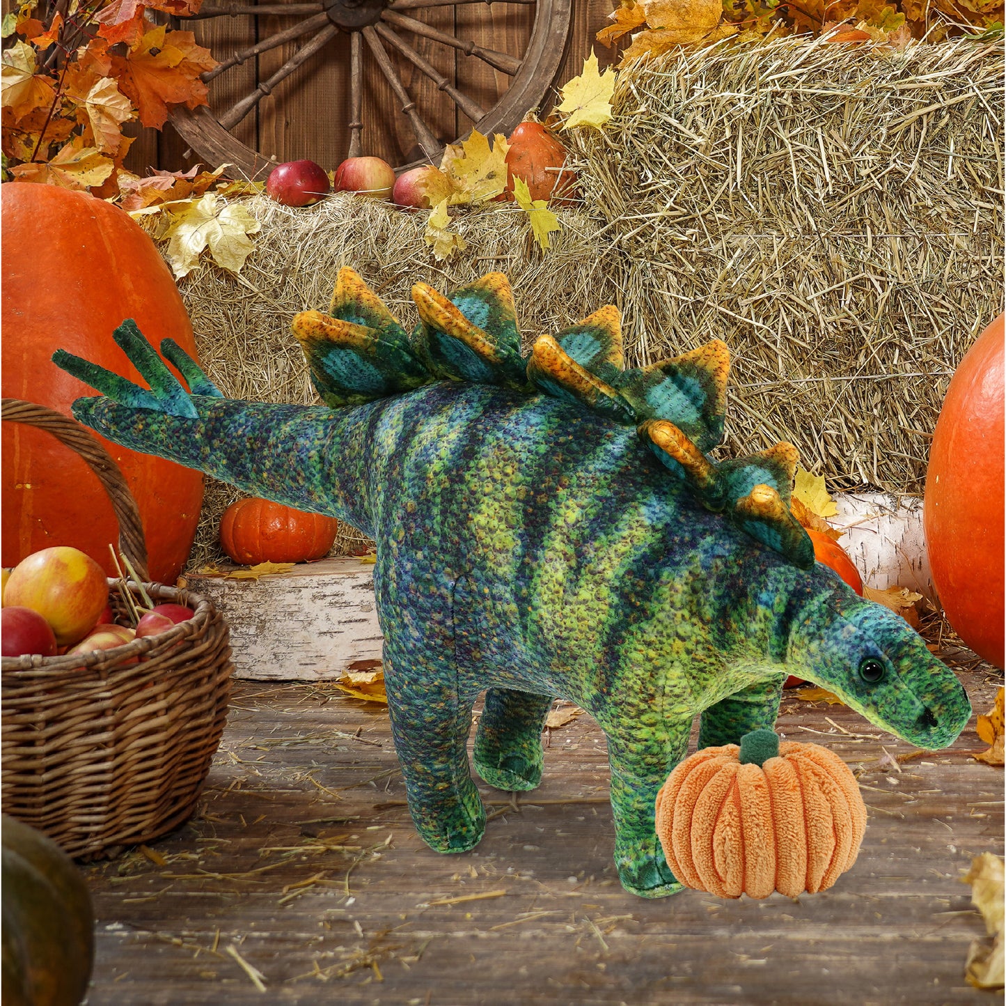 WILD COLLECTION PLUSH - STEGOSAURUS DINOSAUR 18.5" WITH PUMPKIN PLUSH