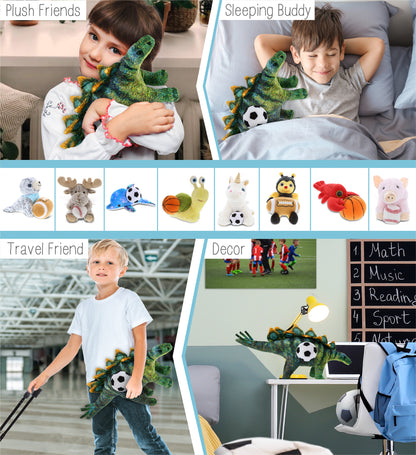 WILD COLLECTION PLUSH - STEGOSAURUS DINOSAUR 18.5" WITH SOCCER PLUSH